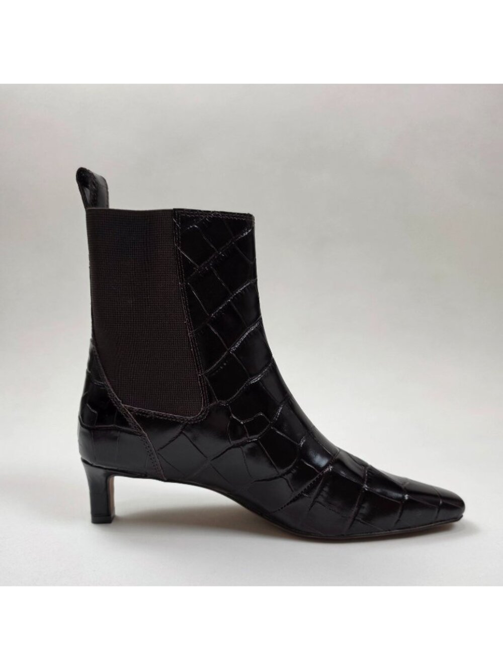 Madewell The Dimes Chelsea Boot Croc-Stamped Leather Women 7M Coffee Bean Brown - Picture 10 of 16